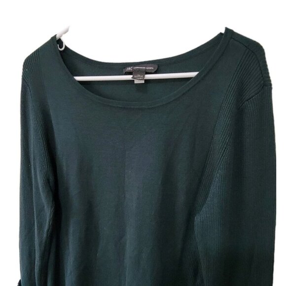 INC International Concepts Sweater XL NWT Hunter Forest Green Flutter Sleeves - Picture 4 of 5